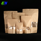 support biodégradable simple d'actions de 100g 250g 500g 1kg vers le haut de sac de papier de Brown emballage avec la tirette