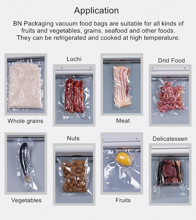 Le stockage libre de vide de BPA met en sac la nourriture faite sur commande a gravé le sac en refief transparent congelé entier 10 de joint hermétique